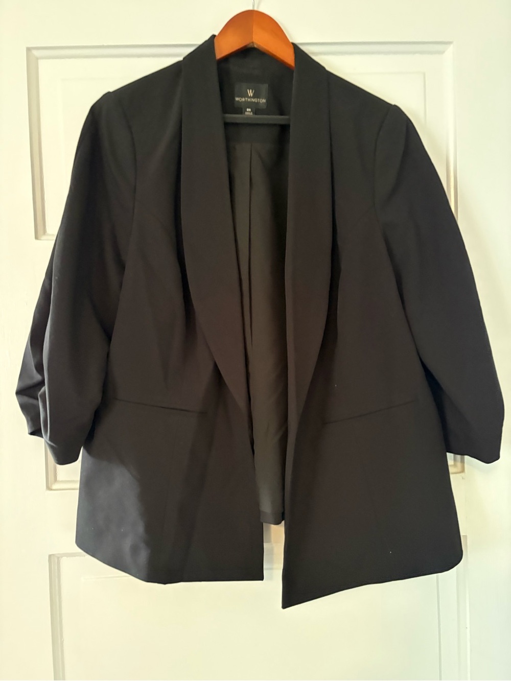 Worthington Black Open-Front Shawl Collar Blazer